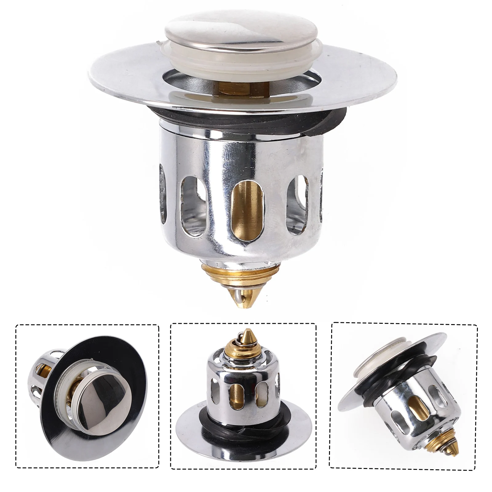 Universal Sink Drain Stopper Stainless Steel Pop-Up Bounce Core Basin Drain Filter Hair Catcher Strainer Stopper Bathroom Tool
Universal Sink Drain Stopper Stainless Steel Pop-Up Bounce Core Basin Drain Filter Hair Catcher Strainer Stopper Bathroom Tool
