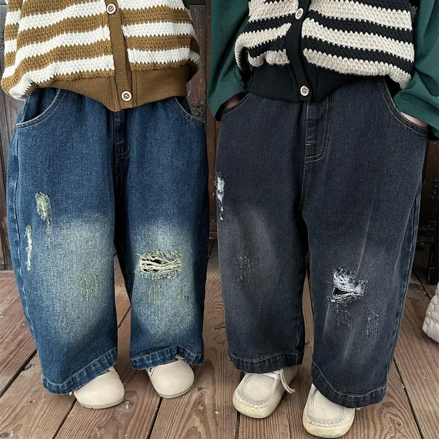 Джинсовые брюки для мальчиков и девочек, повседневные свободные брюки из денима в Корейском стиле, весна-лето 2024 
Джинсовые брюки для мальчиков и девочек, повседневные свободные брюки из денима в Корейском стиле, весна-лето 2024
