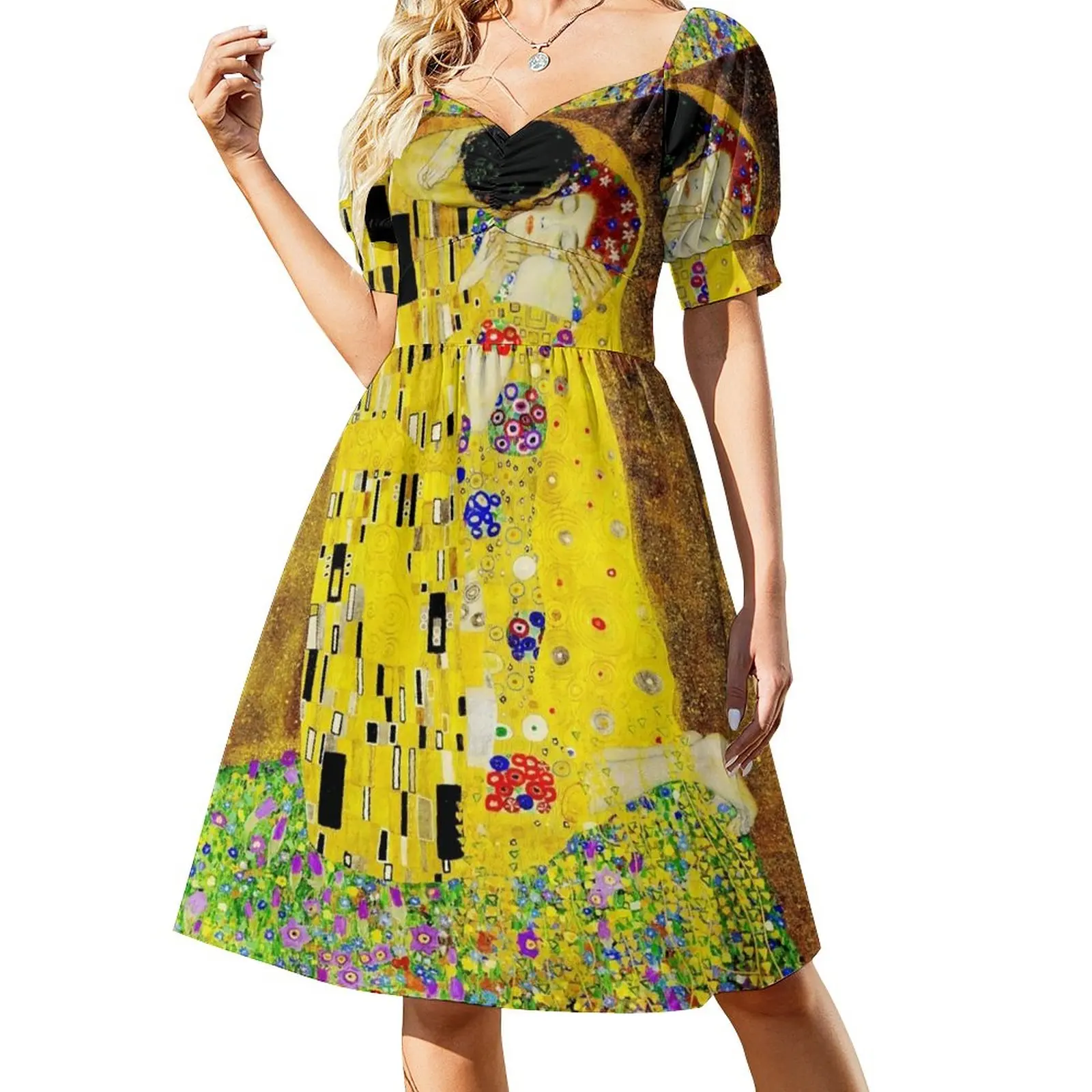 

The Kiss by Gustav Klimt|Liebespaar - The Lovers Sleeveless Dress dresses korean style evening dress women summer dress