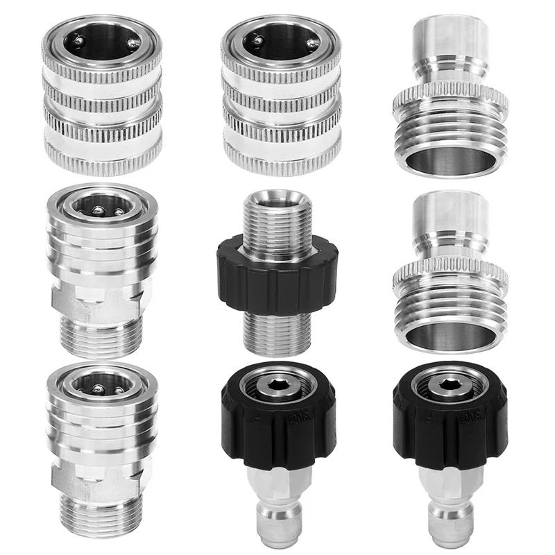 Pressure Washer Adapter Set M22 To 3/8 Inch Quick Disconnect Kit Stainless Steel 9-Pack
Pressure Washer Adapter Set M22 To 3/8 Inch Quick Disconnect Kit Stainless Steel 9-Pack