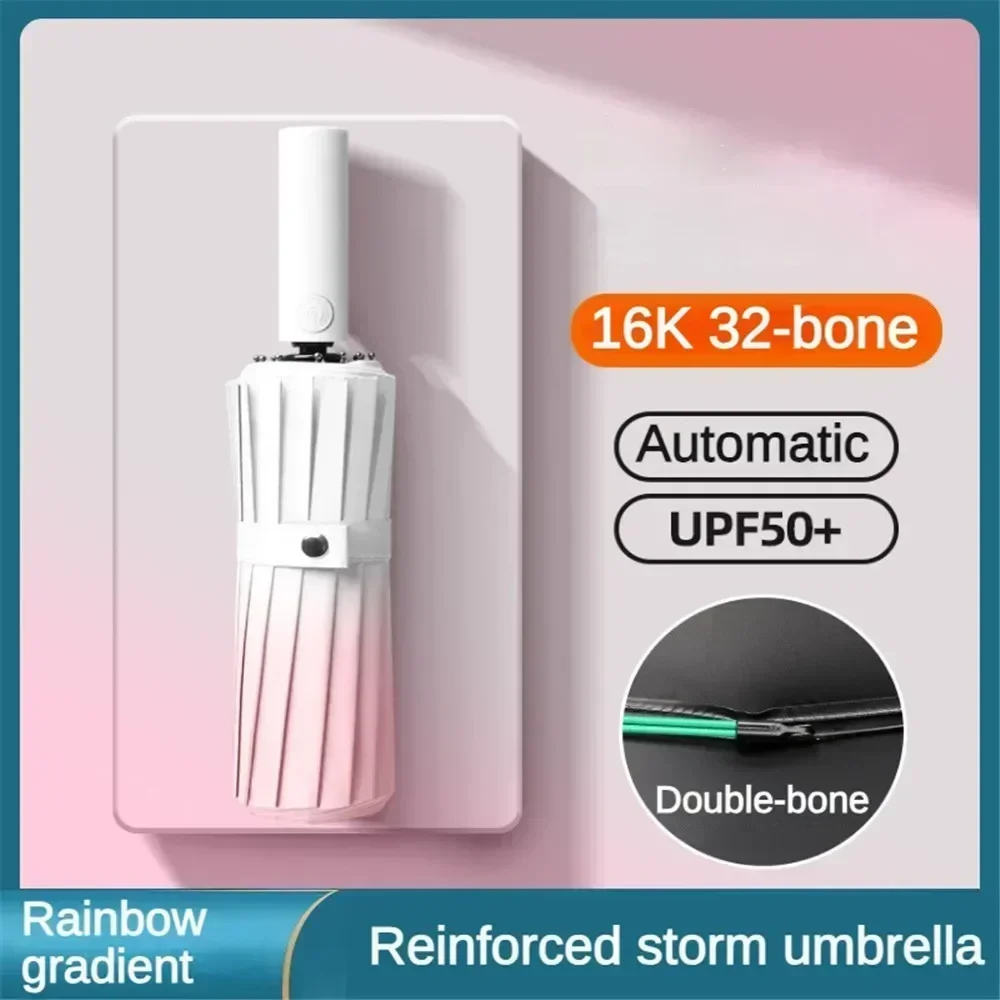 Gradient Automatic Sunshade Practical Protection Women 3 Men Fold 32 Color Bone Waterproof Windproof UV Large
Gradient Automatic Sunshade Practical Protection Women 3 Men Fold 32 Color Bone Waterproof Windproof UV Large