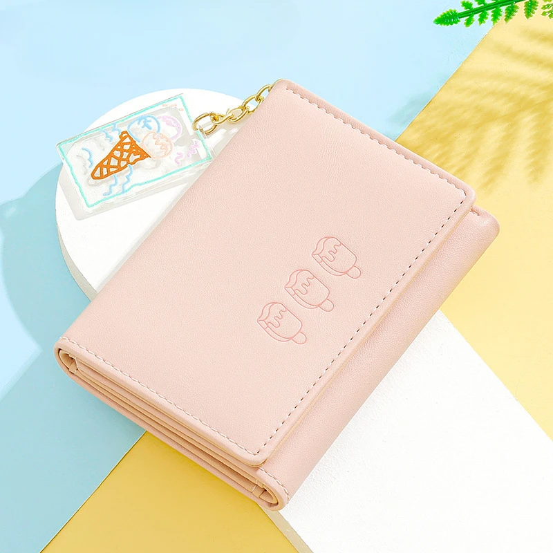 

Simple Student Cute Female Short Three Fold Wallet New Animation Europe and The United States Multi-functional Wallet