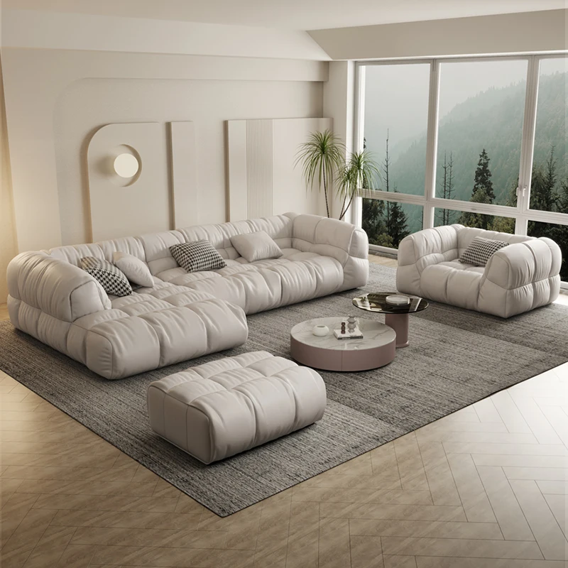 

Cloud living room, puff technology cloth, simple modern, Italian minimalist size, latex cream style sofa