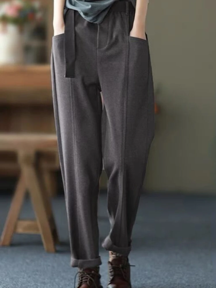 Winter Woolen Pants Women's Harem Pencil Pants 2023 High Waisted Casual Suit Pants Office Lady Warm Women Trousers with Belt
Winter Woolen Pants Women's Harem Pencil Pants 2023 High Waisted Casual Suit Pants Office Lady Warm Women Trousers with Belt