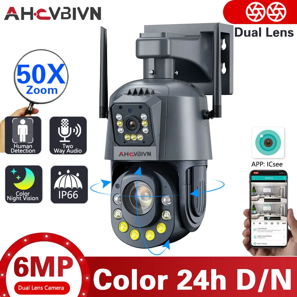 

4K 6MP Metal Dual Lens PTZ Wifi 4G Camera Outdoor 30X 50X Optical Zoom Human Detection 200M Night Vision IP Cameras iCsee XMeye