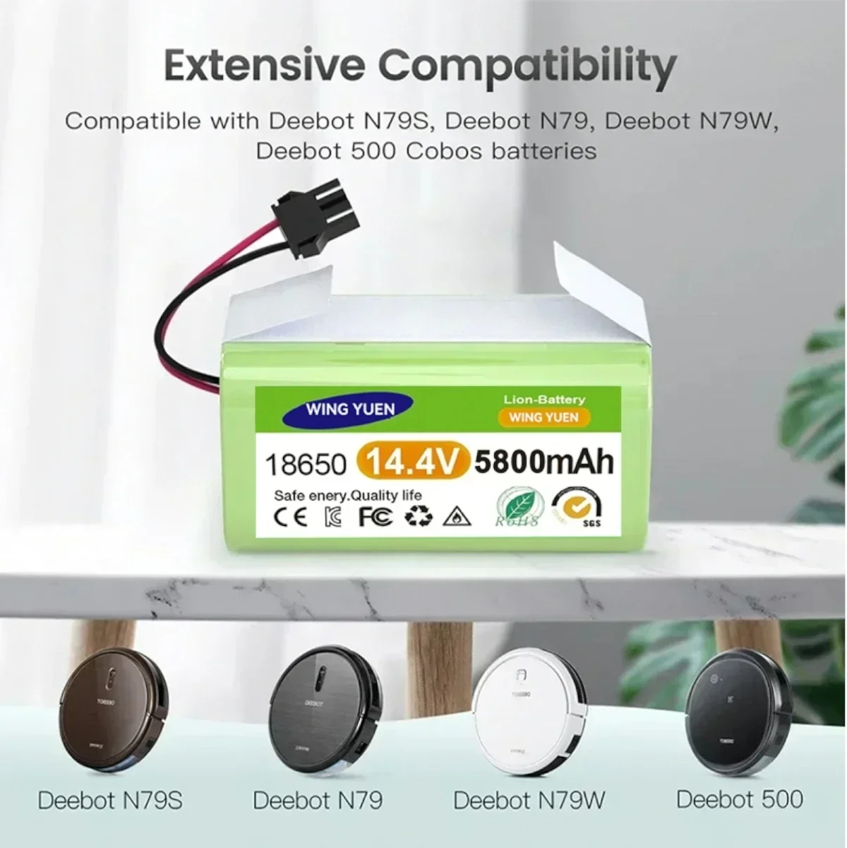 

14.4V 6.8Ah Li-ion battery for Cecotec Conga Excellence 950 990 1090 Ecovacs Deebot DN621 601/605 Eufy RoboVac 35C Panda i7 V710