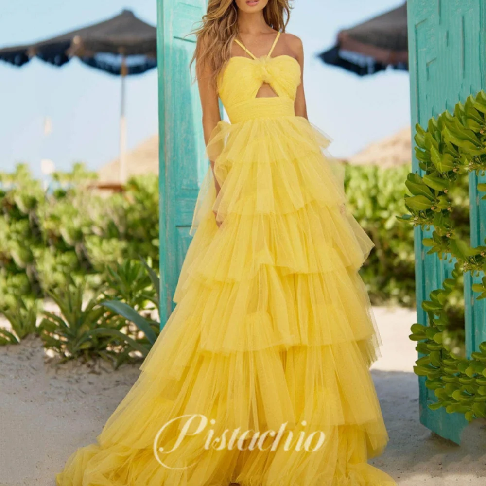 

Evening Dress Romantic A Line Sweetheart Neck Spaghetti Straps Party Gowns Floor Length Tulle Backless Prom Dresses فساتين سهرة