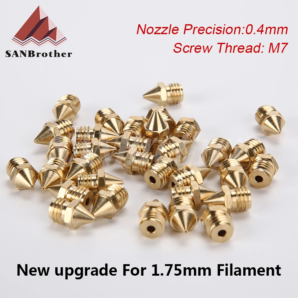 3D Printer Brass Copper Nozzle M7 Size 0.4mm Extruder Print Head For 1.75MM MK8 Cr-10 Ender 3
3D Printer Brass Copper Nozzle M7 Size 0.4mm Extruder Print Head For 1.75MM MK8 Cr-10 Ender 3