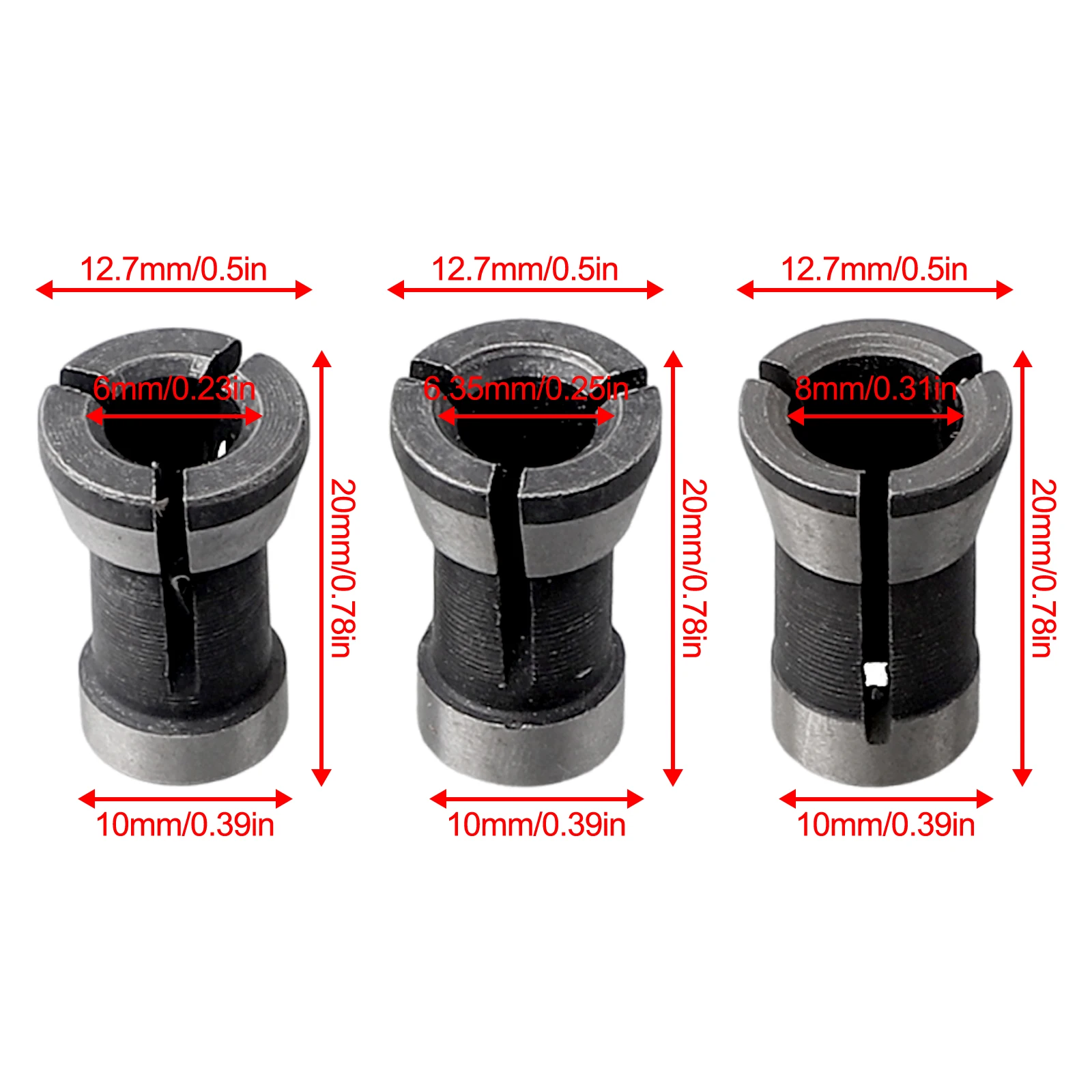 Wood Milling Cutter For Trimming Engraving Machine Collet Adapter Bit Collet 6 Pieces Height 20mm For Trimming Engraving Machine
Wood Milling Cutter For Trimming Engraving Machine Collet Adapter Bit Collet 6 Pieces Height 20mm For Trimming Engraving Machine