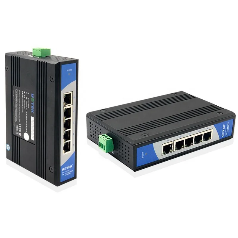 UT-6405 5 port industrial grade non-managed Ethernet switch 10/100Mbps auto negotiation full duplex half duplex Auto MDI/MDI-X
UT-6405 5 port industrial grade non-managed Ethernet switch 10/100Mbps auto negotiation full duplex half duplex Auto MDI/MDI-X