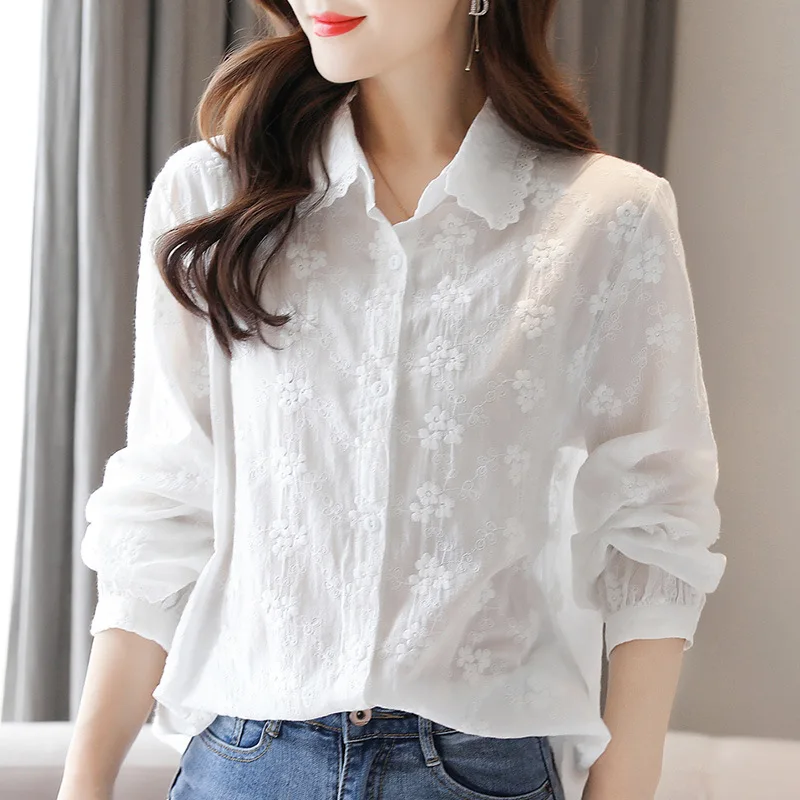 Elegant Formal Lady Tops Lace White Shirt Women's Long Sleeves Spring 2023 Shirt Chic Beautiful Cotton Top Blouse Women
Elegant Formal Lady Tops Lace White Shirt Women's Long Sleeves Spring 2023 Shirt Chic Beautiful Cotton Top Blouse Women