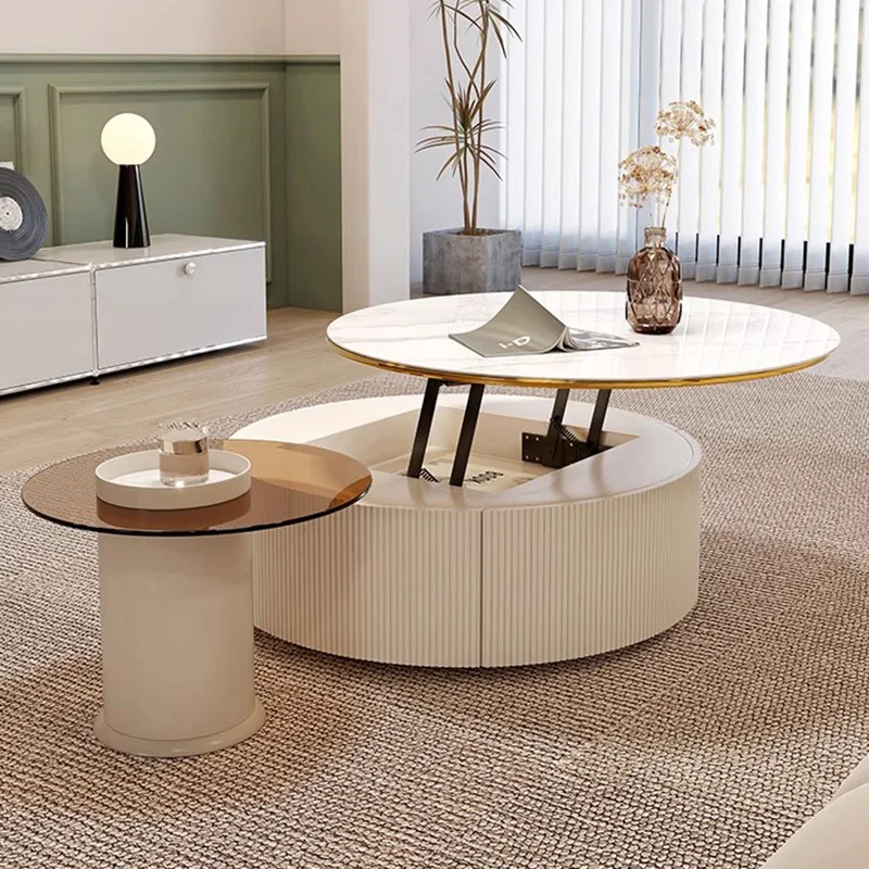 

Круглый Современный дизайнерский журнальный столик для гостиной, роскошные журнальные столики премиум-класса, белый стол в эстетике, низкая домашняя мебель