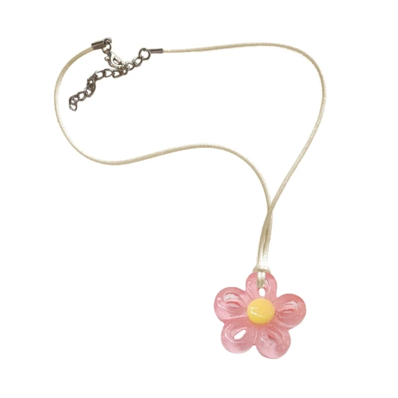 

Модное ожерелье X5QE с подвеской в виде цветка из смолы, милая крутая цепочка до ключиц, милое ожерелье-чокер, ювелирные изделия, простая цепочка на шею
