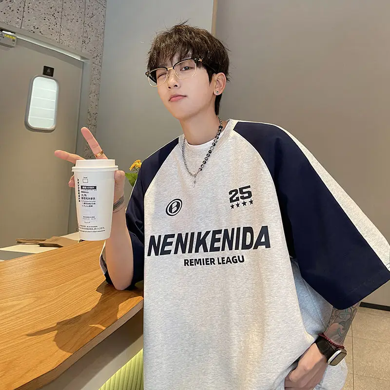 Motorcycle short sleeved T shirt men summer new heavy contrast stitching casual sports printing loose half sleeved T shirt Y2K
Motorcycle short sleeved T shirt men summer new heavy contrast stitching casual sports printing loose half sleeved T shirt Y2K