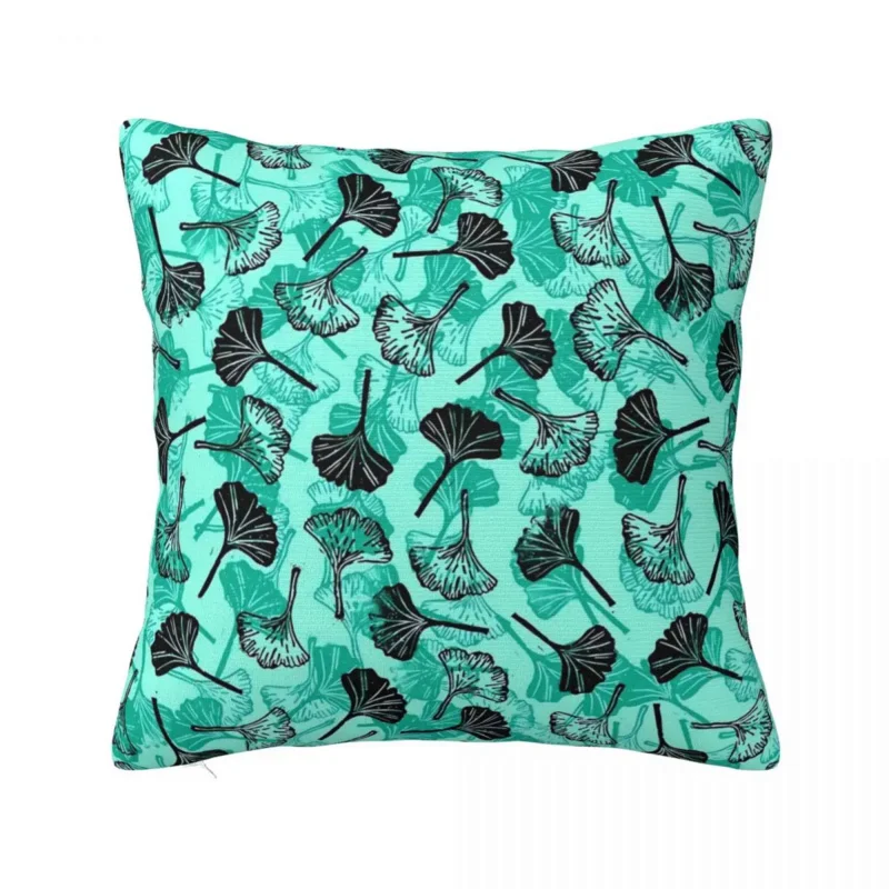 

Ginkgo Biloba Art Pillow Cover Black Leaves Print Cushion Cover Pattern Pillow Case Vintage Pillowcases For Sofa Home Decorative