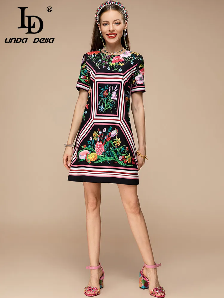 LD LINDA DELLA New 2023 Summer Fashion Designer Women Party Vintage Mini Dress Casual A-Line Crystal Floral Print Short Dresses
LD LINDA DELLA New 2023 Summer Fashion Designer Women Party Vintage Mini Dress Casual A-Line Crystal Floral Print Short Dresses