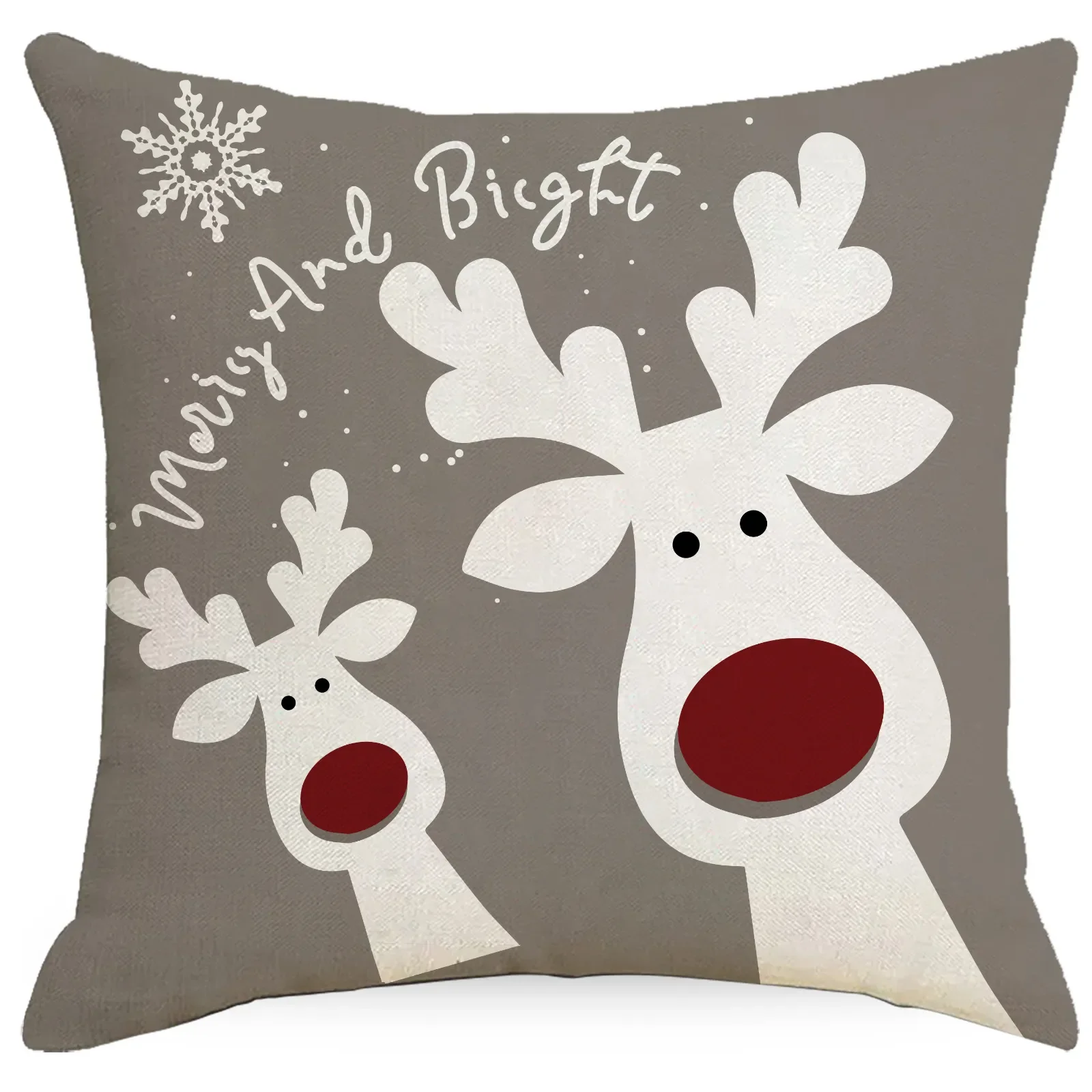 

Christmas Pillowcase Cartoon Deer Snowflake Xmas Tree Sofa Car Cushion Cover Happy 2024 New Year Merry Christmas Pillow Case