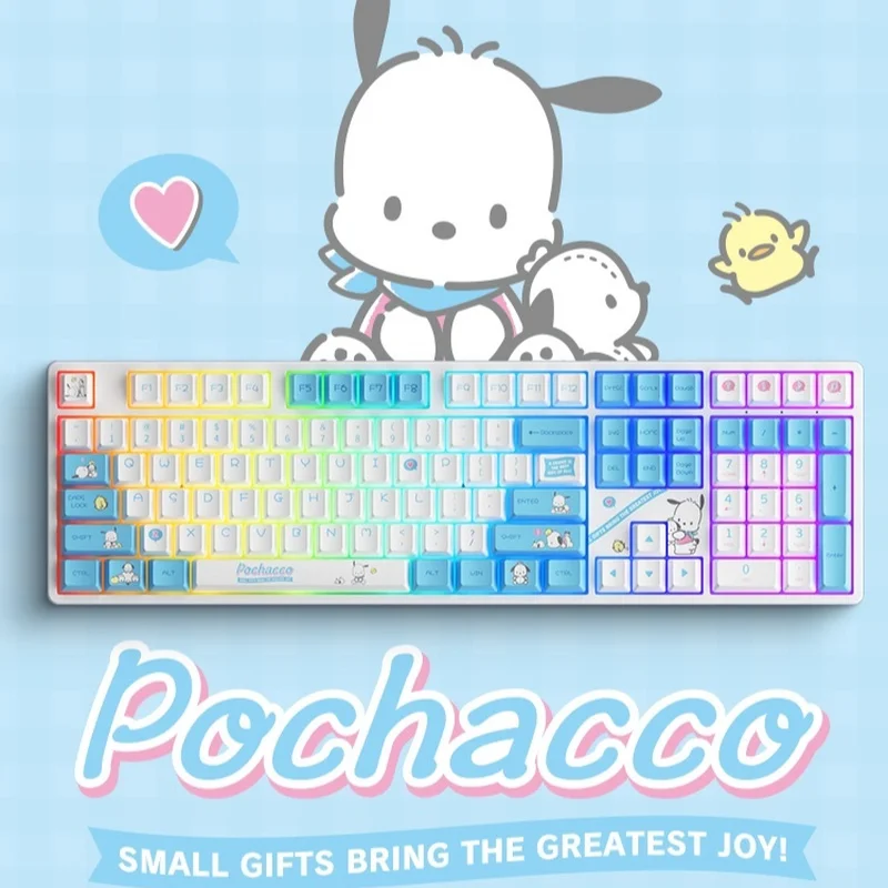 Механическая клавиатура Sanrio 5108b с 108 клавишами, Беспроводная Bluetooth Rgb клавиатура с горячей вилкой для девушек, аниме мультфильм PBT, двойные колпачки клавиш 
Механическая клавиатура Sanrio 5108b с 108 клавишами, Беспроводная Bluetooth Rgb клавиатура с горячей вилкой для девушек, аниме мультфильм PBT, двойные колпачки клавиш