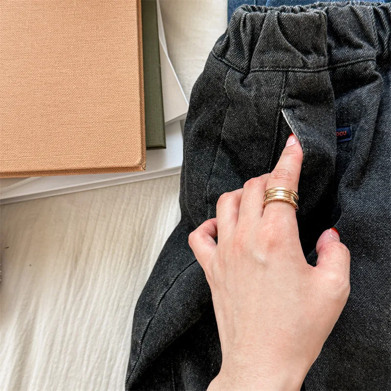 2025 Winter New Children Plus Velvet Thick Jeans Letter Print Girls Trousers Baby Boy Fleece Denim Pants Kids Warm Pants 28 S67c32d0c34ca4a3a8b5a5d6dadc2c8e6j