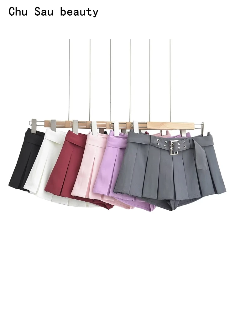 Chu Sau beauty 2023 Women Fashion Sweet Pleated Mini Skirt Preppy Style Sexy Super Short Skirts Chic Sashes Side Zipper Skorts
Chu Sau beauty 2023 Women Fashion Sweet Pleated Mini Skirt Preppy Style Sexy Super Short Skirts Chic Sashes Side Zipper Skorts