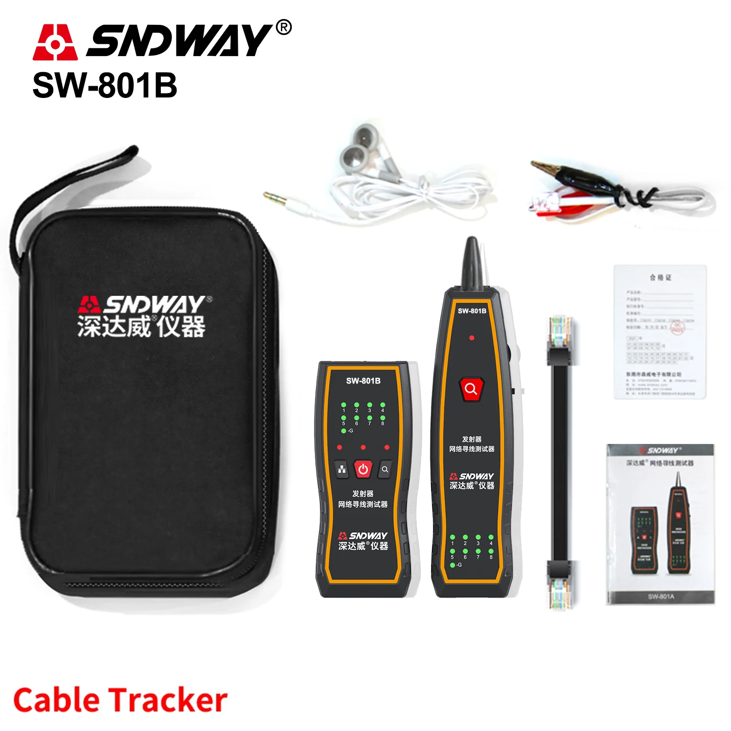 

Сетевой кабельный трекер SNDWAY, тестер RJ45, поиск кабеля Lan, локатор RJ11, трекер Ethernet для проводов, отображение последовательности линий, инструмент для сети