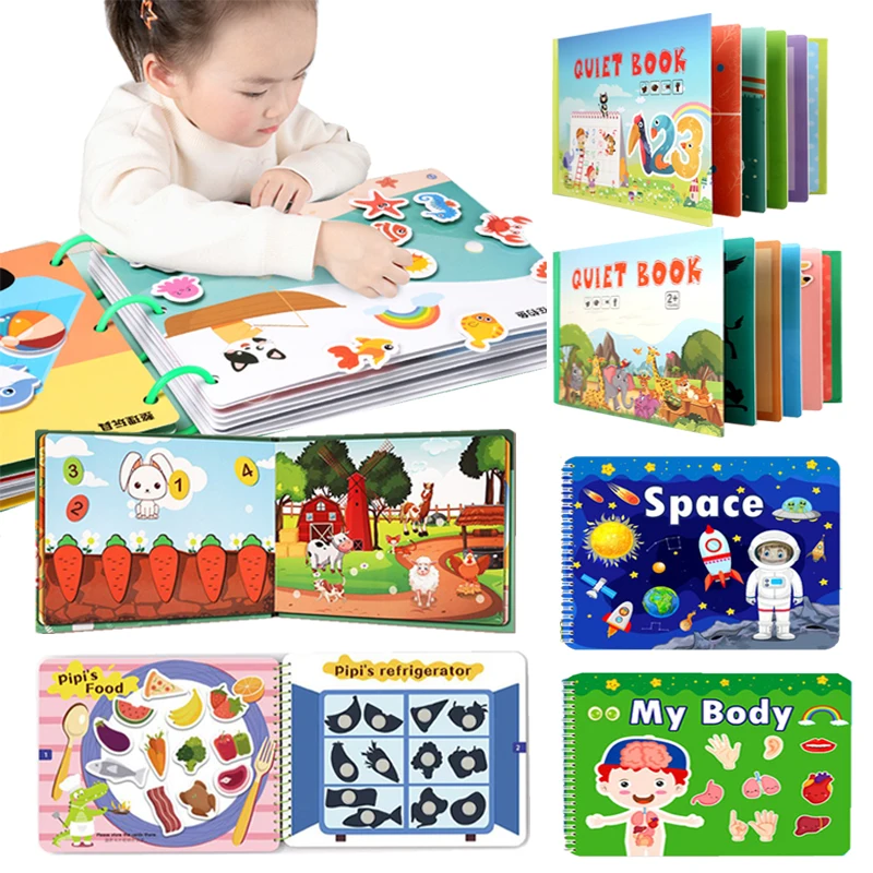 

Montessori My First Busy Book Paste Quiet Book Children Toy Animal Numbers Matching Puzzle Game Educational Toys for Kids Gifts