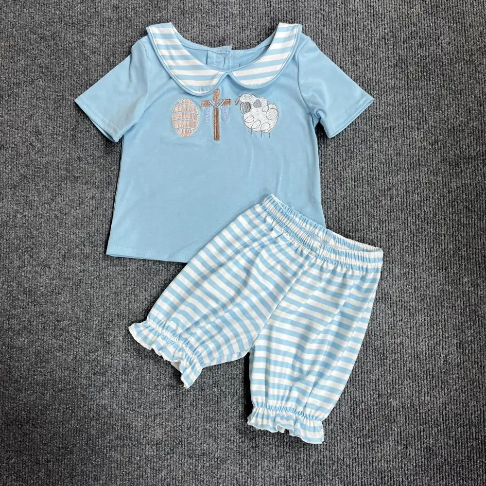 New Style Bluey Outfits Baby Boy Cotton Clothes Set Sheep Embroidery Bodysuit Toddler Babi Sleeve T-shirt Stripe Easter Shorts
New Style Bluey Outfits Baby Boy Cotton Clothes Set Sheep Embroidery Bodysuit Toddler Babi Sleeve T-shirt Stripe Easter Shorts