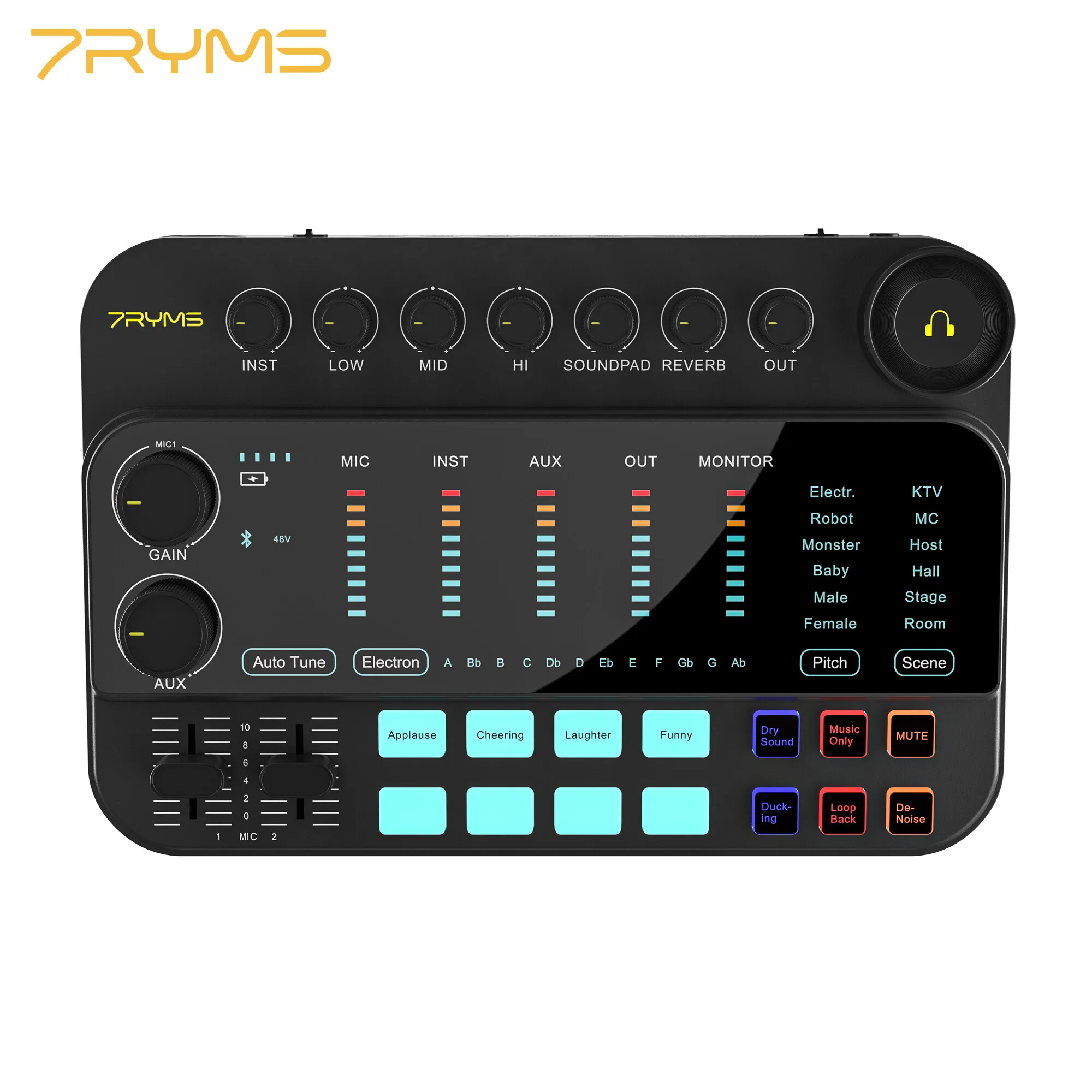

7RYMS 7Caster SE2 USB Audio Interface with XLR, 3.5mm, 6.35mm Instrument Inputs for Recording, Streaming and Podcasting