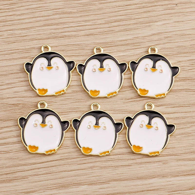 

10pcs 21x22mm Cartoon Enamel Animal Penguin Charms Pendants for Jewelry Making Earrings Necklace DIY Handmade Crafts Accessories