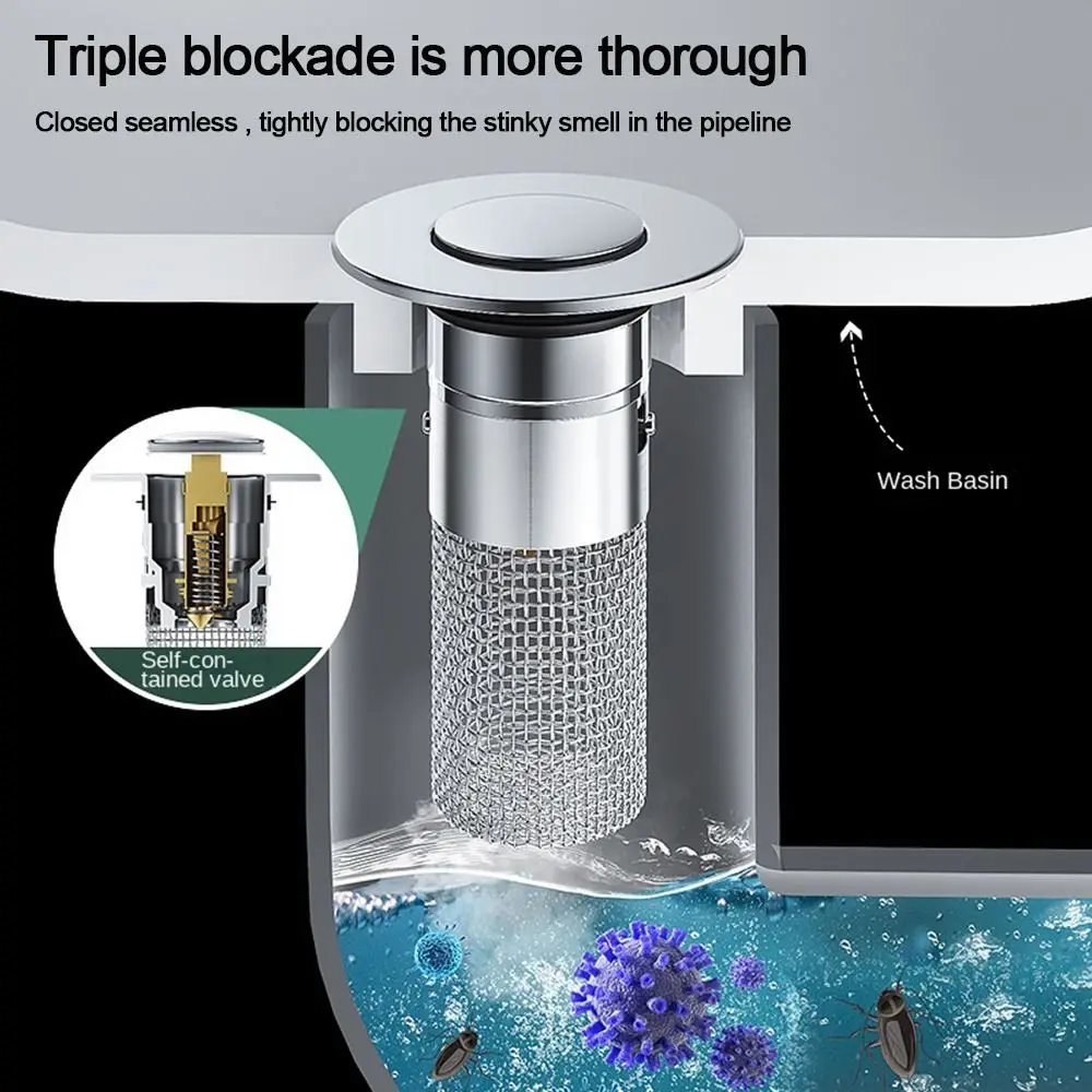 Stainless Steel Floor Drain Filter Mesh Hair Trap Anti-clog Sink Strainer Multifunctional Washbasin Bounce Core
Stainless Steel Floor Drain Filter Mesh Hair Trap Anti-clog Sink Strainer Multifunctional Washbasin Bounce Core