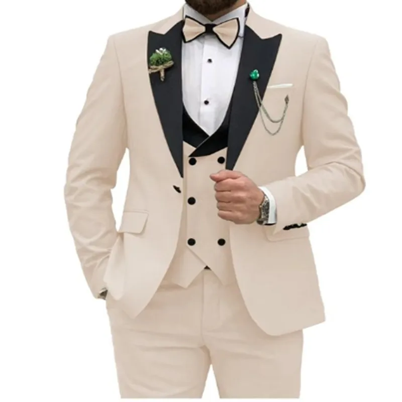 

Handsome One Button Groomsmen Peak Lapel Groom Tuxedos Men Suits Wedding/Prom Best Man Blazer ( Jacket+Pants+Tie+Vest) A195