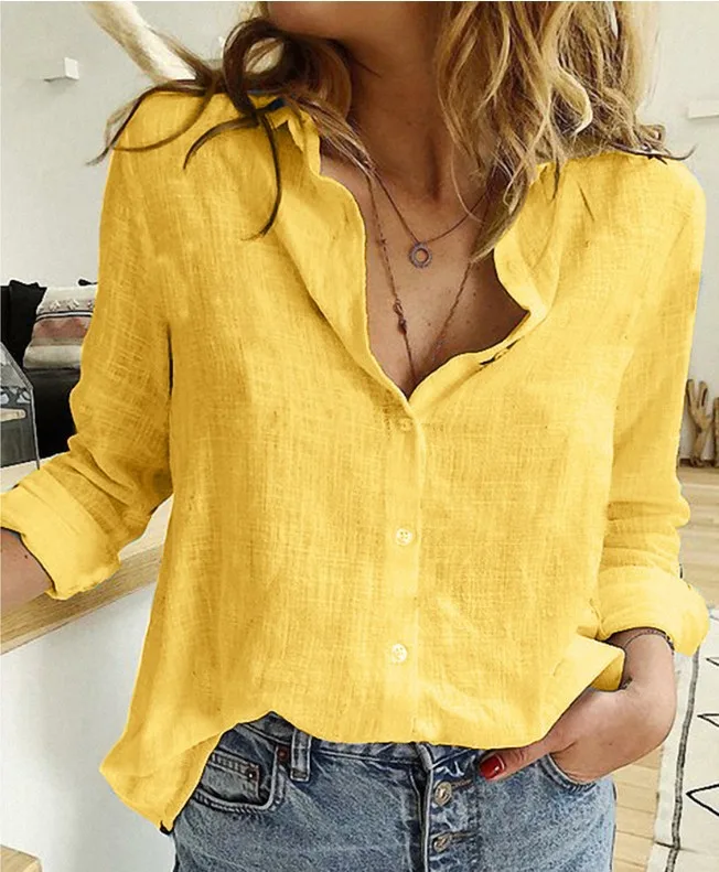Leisure White Yellow Shirts Button Lapel Cardigan Top Lady Loose Long Sleeve Oversized Shirt Womens Blouses Autumn
Leisure White Yellow Shirts Button Lapel Cardigan Top Lady Loose Long Sleeve Oversized Shirt Womens Blouses Autumn
