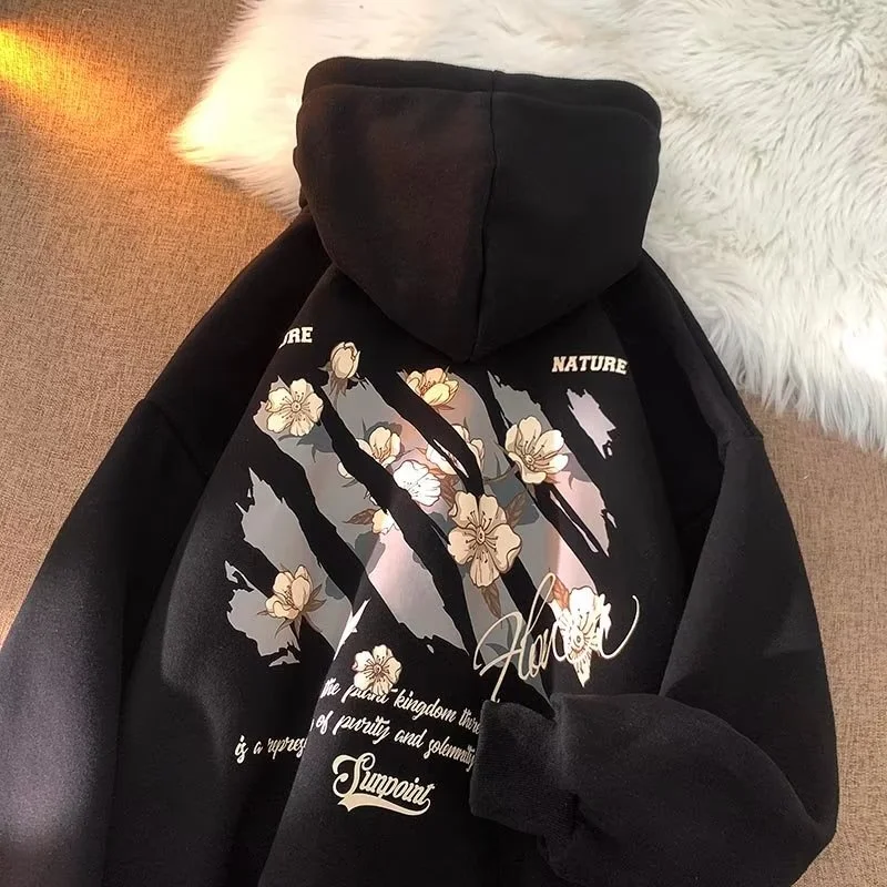 M-8XL Korean Men Flower Letter Print Hoodie Oversize Loose Long Sleeve Student Hooded Sweater Autumn Outerwear Unisex
M-8XL Korean Men Flower Letter Print Hoodie Oversize Loose Long Sleeve Student Hooded Sweater Autumn Outerwear Unisex