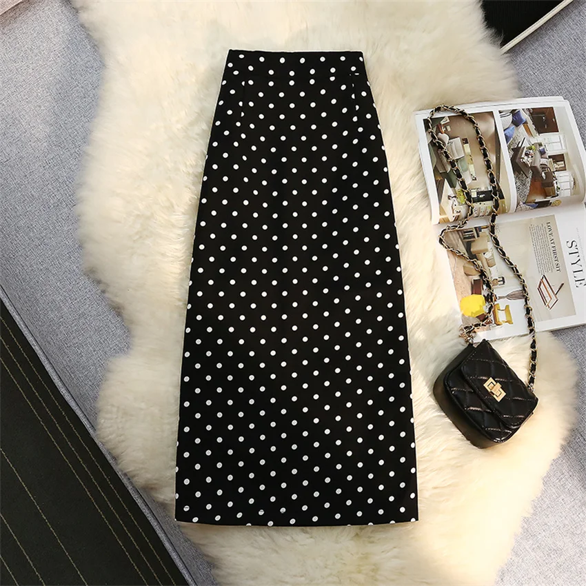 Gowyimmes 2022 New Women Black Dot Skirt Elegant Lady High Waist Zipper Skirts Slim Midi Long A-line Skirt Bottomings PD1391
Gowyimmes 2022 New Women Black Dot Skirt Elegant Lady High Waist Zipper Skirts Slim Midi Long A-line Skirt Bottomings PD1391