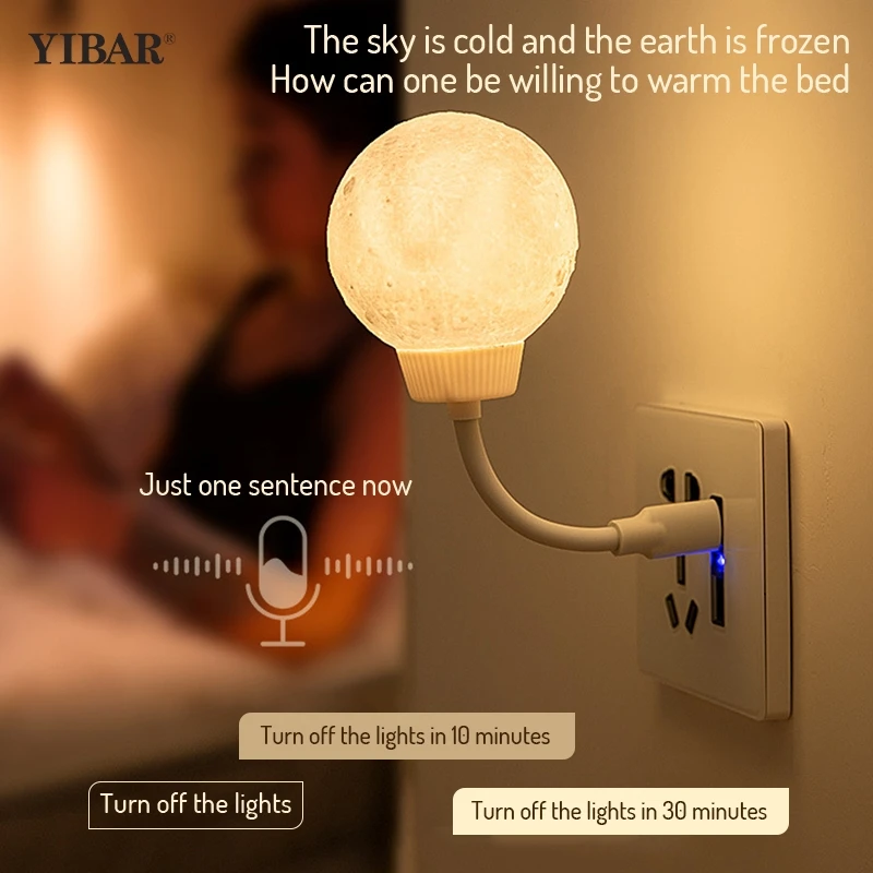 Intelligent Voice Control Night Light Breastfeeding Eye Protection Socket Bedroom Sleep USB Room Internet Celebrity Moon Lamp
Intelligent Voice Control Night Light Breastfeeding Eye Protection Socket Bedroom Sleep USB Room Internet Celebrity Moon Lamp