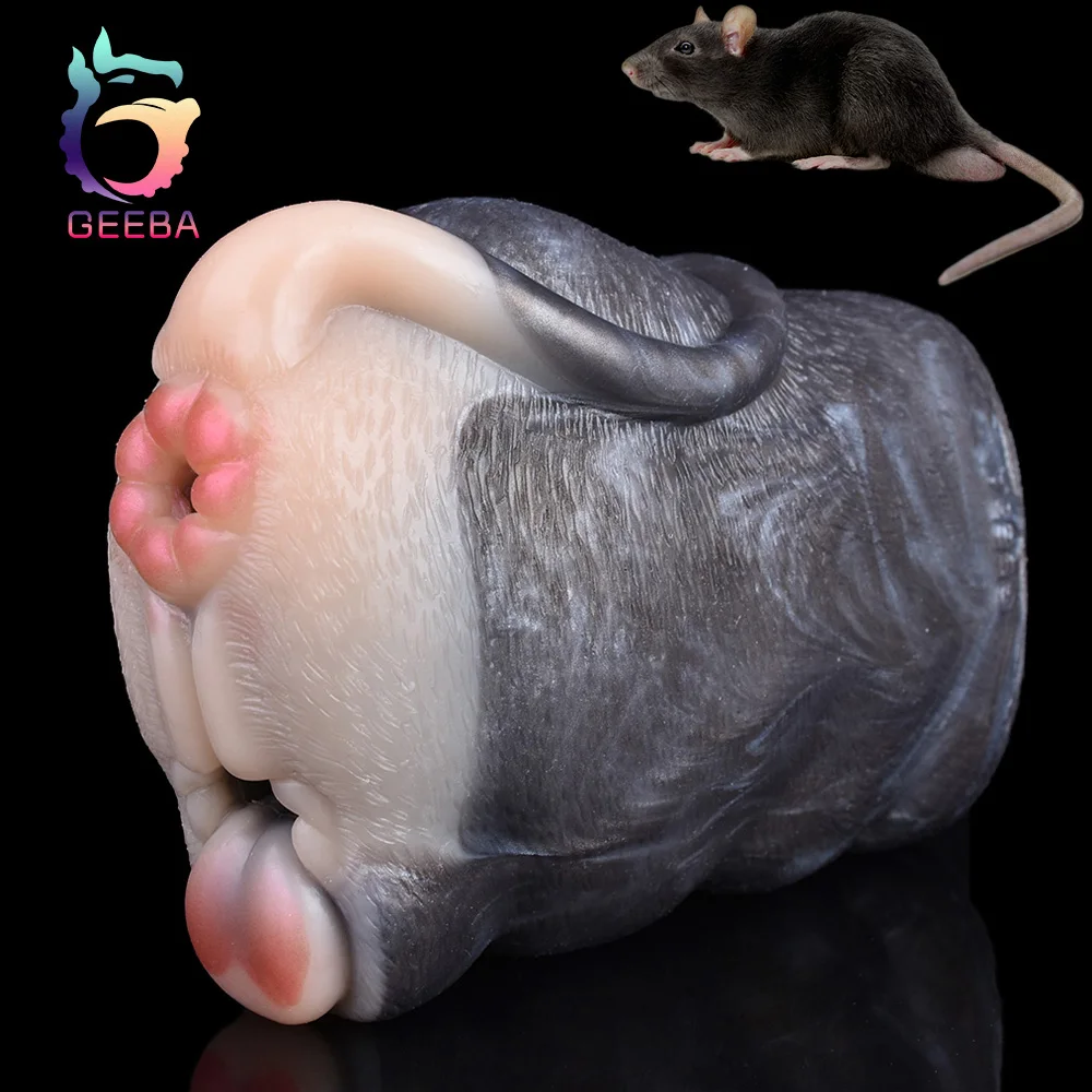 

GEEBA New Dual Hole Animal Rats Masturbator Soft Silicone Male Aircraft Cup Sex Toy For Men 18+Realistic Vagina Prostate Massage