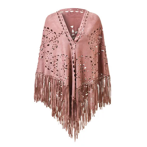 Suede Floral Hollow Out Fringe Tassel Shawl Women Vintage Capes Ponchos Autumn Bohemian cardigan Cloak Elastic tassel Capes P2
Suede Floral Hollow Out Fringe Tassel Shawl Women Vintage Capes Ponchos Autumn Bohemian cardigan Cloak Elastic tassel Capes P2