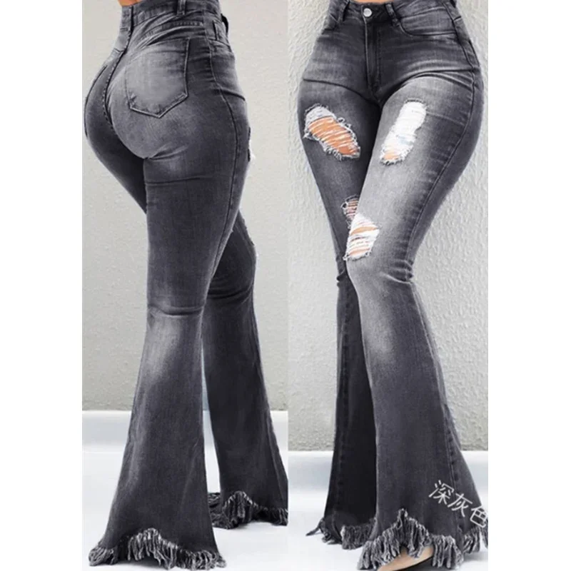 Women Pants Full Length Denim Flare Capris Pants Pocket Holes Bell Bottom Trousers Boot Cut Ruffle Denim Pants Women Flare Jeans
Women Pants Full Length Denim Flare Capris Pants Pocket Holes Bell Bottom Trousers Boot Cut Ruffle Denim Pants Women Flare Jeans