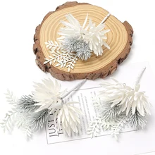 Snow White Christmas Decoration Artificial Plant Pinecone for Home Decor New Year 2023 Gift Craft Garlands Ornaments Accessories