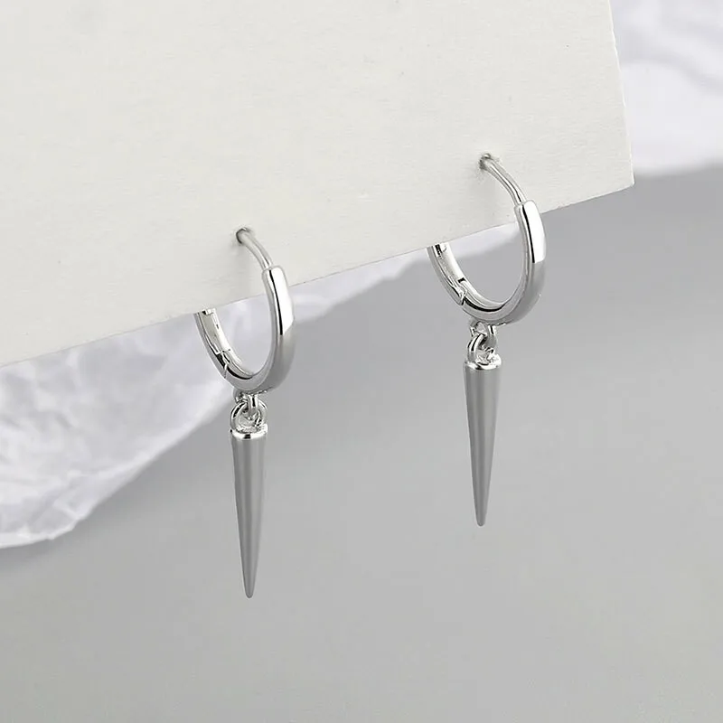 

Silver Earring for Women Ladies Pointed Cone Shape Trendy Fine Jewelry Simple Party Accessories Gifts Gold Color Hoop Earrings