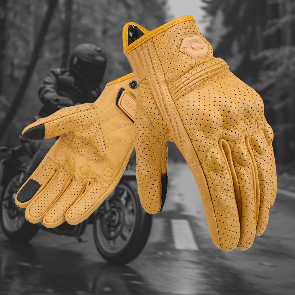 Leather Motorcycle Gloves Summer Breathable Mesh Moto Gloves Touch Function Motorbike Gloves Motocross Off-Road Racing Gloves Leather Motorcycle Gloves Summer Breathable Mesh Moto Gloves Touch Function Motorbike Gloves Motocross Off-Road Racing Gloves
