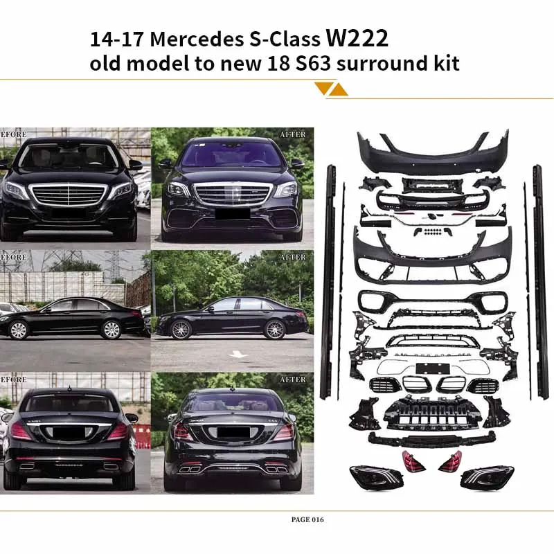 Подходит для Mercedes S-Class W222 от 14 до 17 лет Новая модель 18 S63 PP материал объемный комплект детали корпуса бампер кузов комплект
Подходит для Mercedes S-Class W222 от 14 до 17 лет Новая модель 18 S63 PP материал объемный комплект детали корпуса бампер кузов комплект