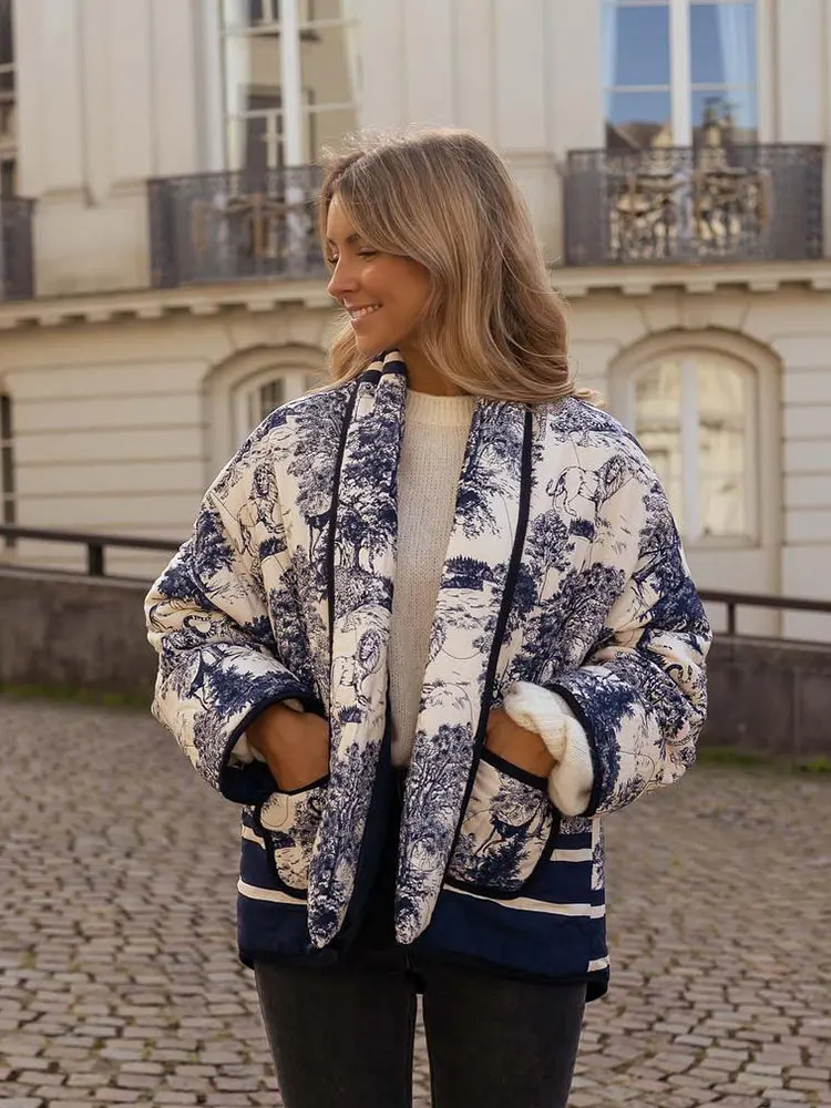 TRAFZA Woman Elegant Print Quilted Jacket Cotton Loose Lapel Pockets Coat Women Vintage Padded Coat Warm Cardigan Streetwear
TRAFZA Woman Elegant Print Quilted Jacket Cotton Loose Lapel Pockets Coat Women Vintage Padded Coat Warm Cardigan Streetwear