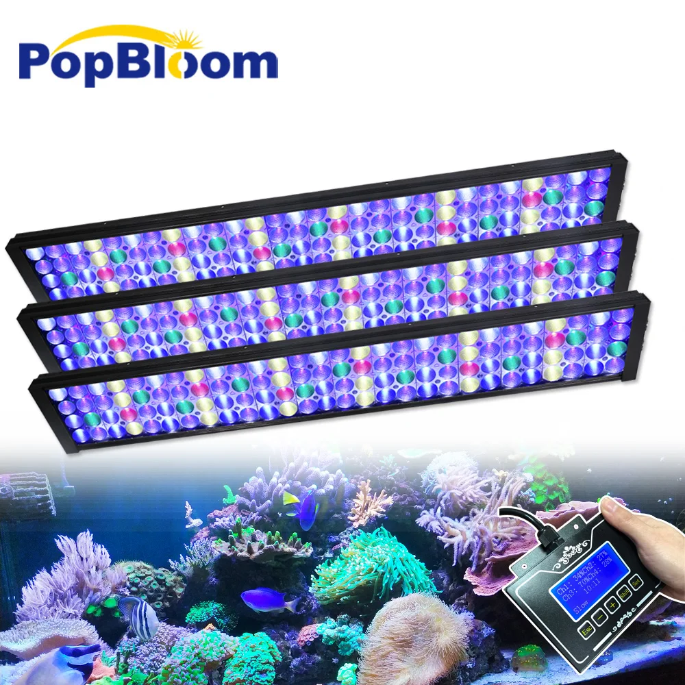 

PopBloom Full Spectrum Marine Reef Aquarium Light,Smart Program Saltwater LED Aquarium Lamp for 240-300cm SPS/LPS Fish Tank Lamp