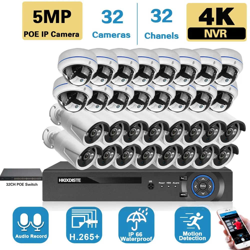 32CH CCTV Camera Security System Kit 4K POE NVR Security System Outdoor 5MP Metal IP Surveillance Camera System Kit 32 Channel
32CH CCTV Camera Security System Kit 4K POE NVR Security System Outdoor 5MP Metal IP Surveillance Camera System Kit 32 Channel