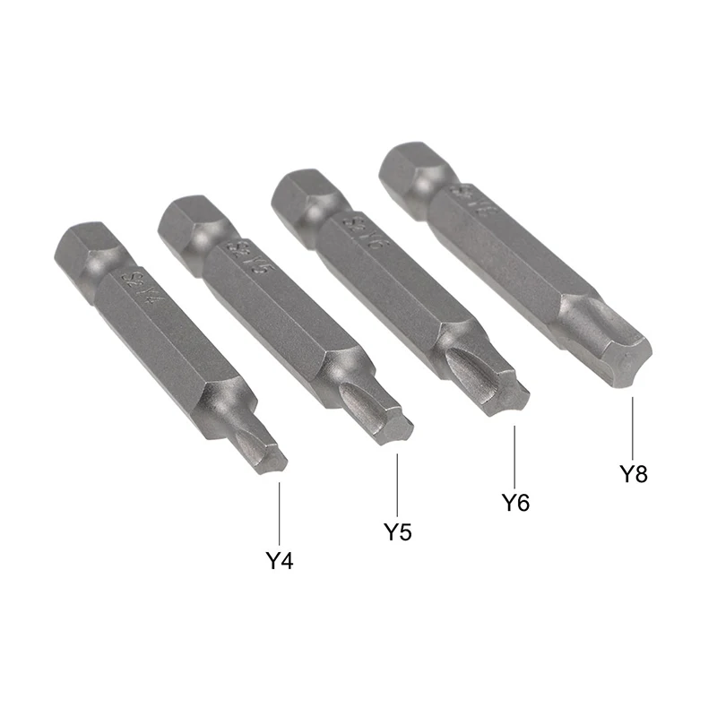 4pcs 50mm Y Shape Screwdriver Bits Set 1/4 Inch Hex Shank Y4 Y5 Y6 Y8 Magnetic Electric Drill Bit S2 Screw Driver Kit Hand Tools
4pcs 50mm Y Shape Screwdriver Bits Set 1/4 Inch Hex Shank Y4 Y5 Y6 Y8 Magnetic Electric Drill Bit S2 Screw Driver Kit Hand Tools