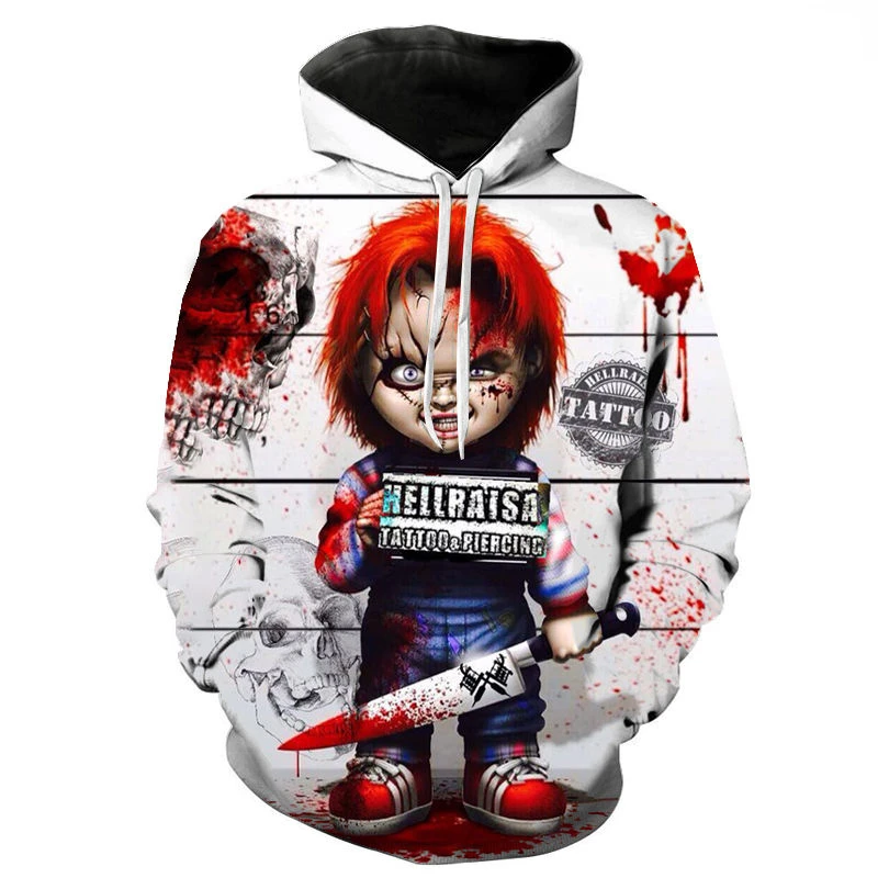 

2023 Horror Movie Chucky Men Women Children Fashion Hoodies 3D Printed Sweatshirts Pullover Long Sleeve Streetwear Tops