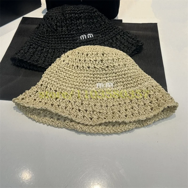 

Women Hat Straw Hand-made Design Decorate Bucket Hat Embroidery letter M Hats Fashion Summer Outdoor Beach minute wear 456088