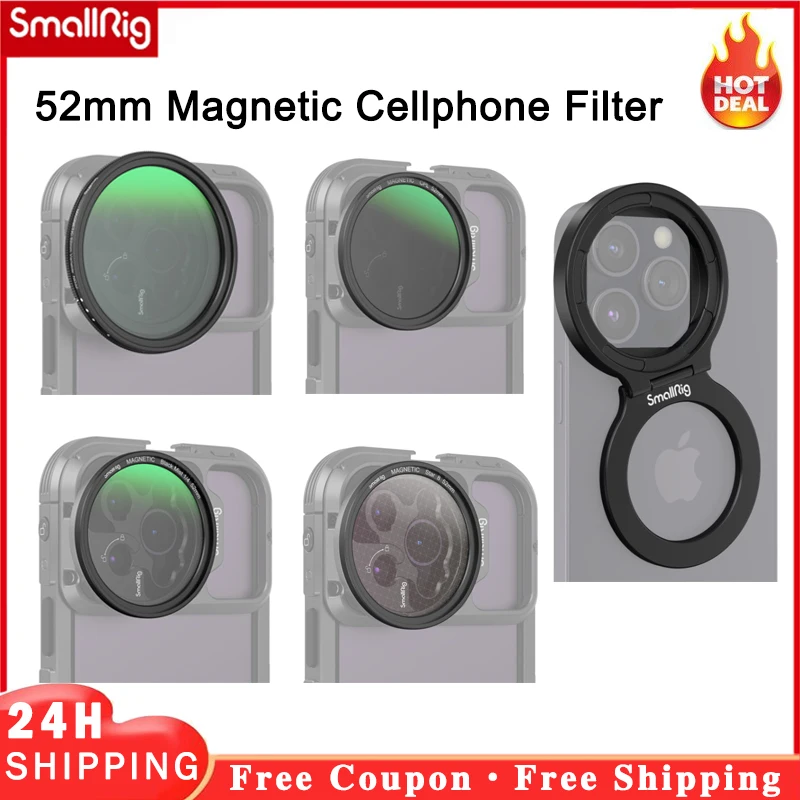 

Магнитный регулируемый фильтр нейтральной плотности Smallrig 52 мм, поляризационный фильтр Cpl, черный фильтр 1/4 для Iphone14, Xiaomi, Huawei