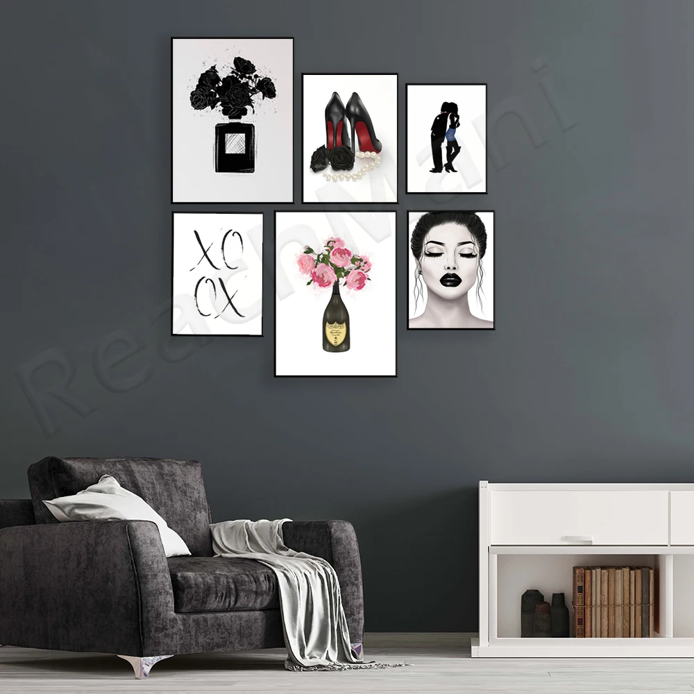 Fashion poster perfume flower art print high heels canvas painting Nordic wall painting living room decoration painting
Fashion poster perfume flower art print high heels canvas painting Nordic wall painting living room decoration painting